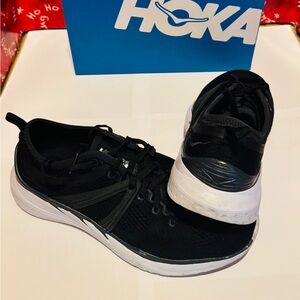 Hoka Black and White Athletic Shoes